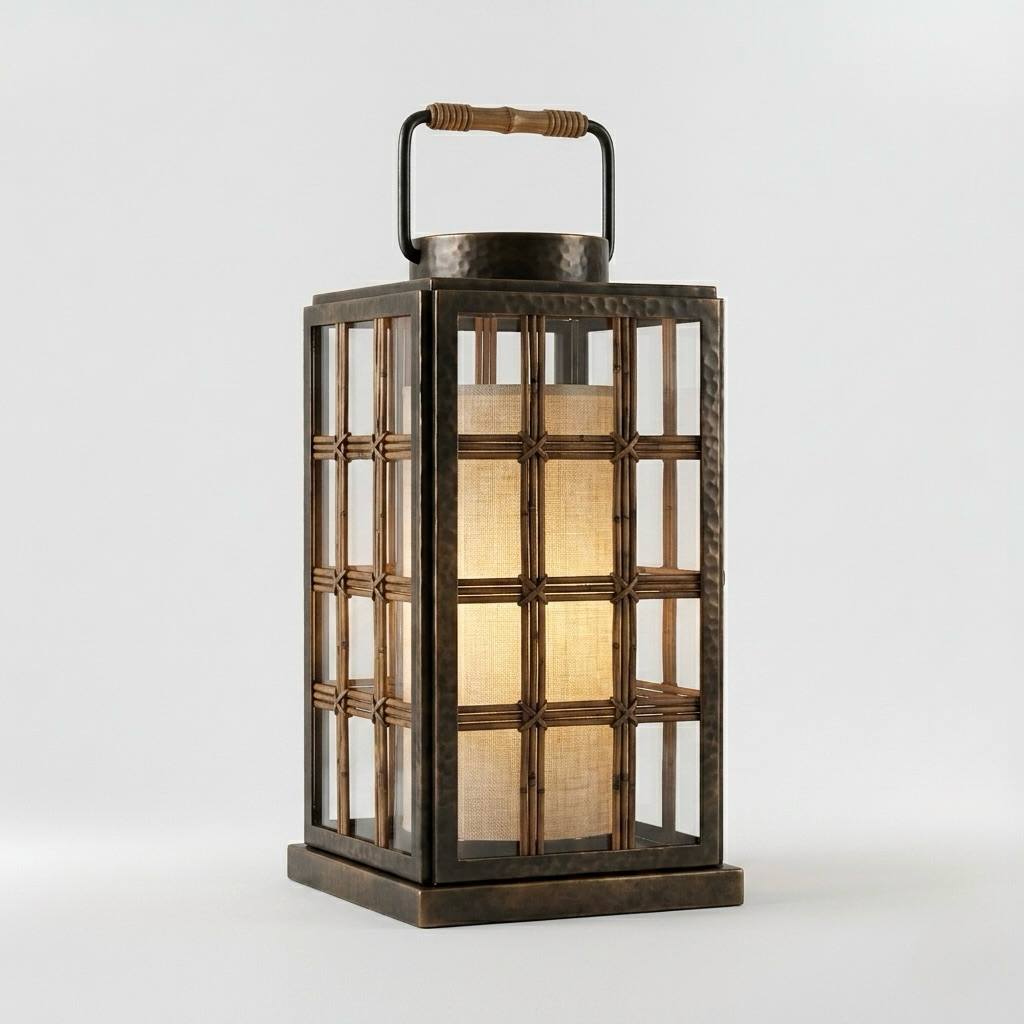 Industrial Bamboo Lantern Accent Lamp