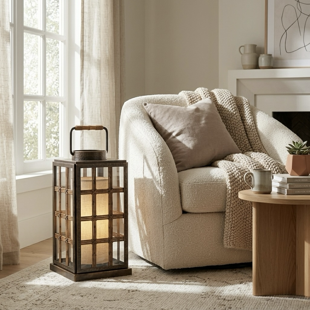 Industrial Bamboo Lantern Accent Lamp