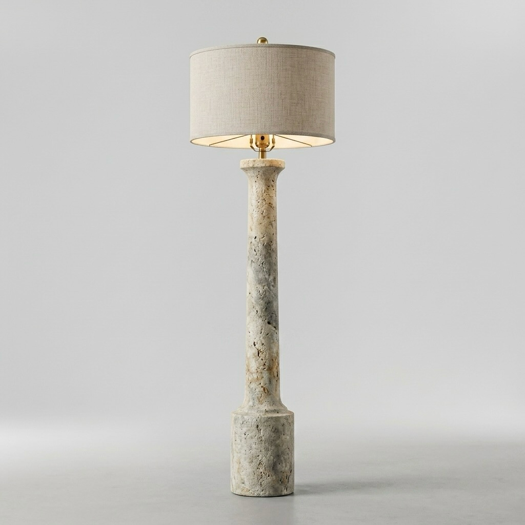 Travertine Column Table Lamp