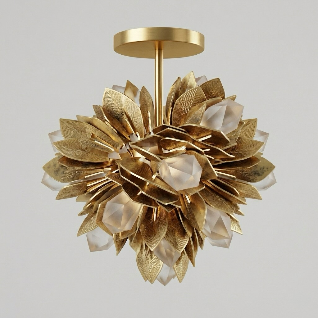 Golden Petal Cluster Ceiling Light