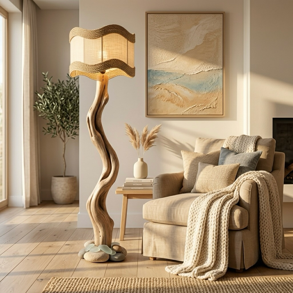 Organic Driftwood Sculptural Floor Lamp