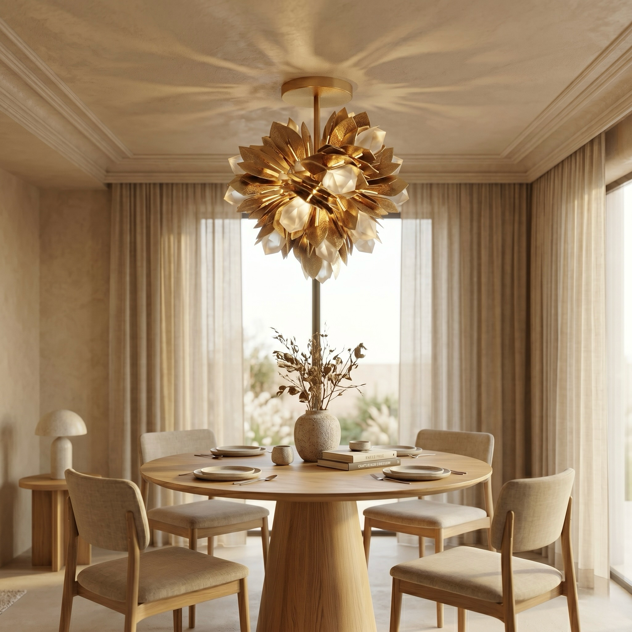 Golden Petal Cluster Ceiling Light