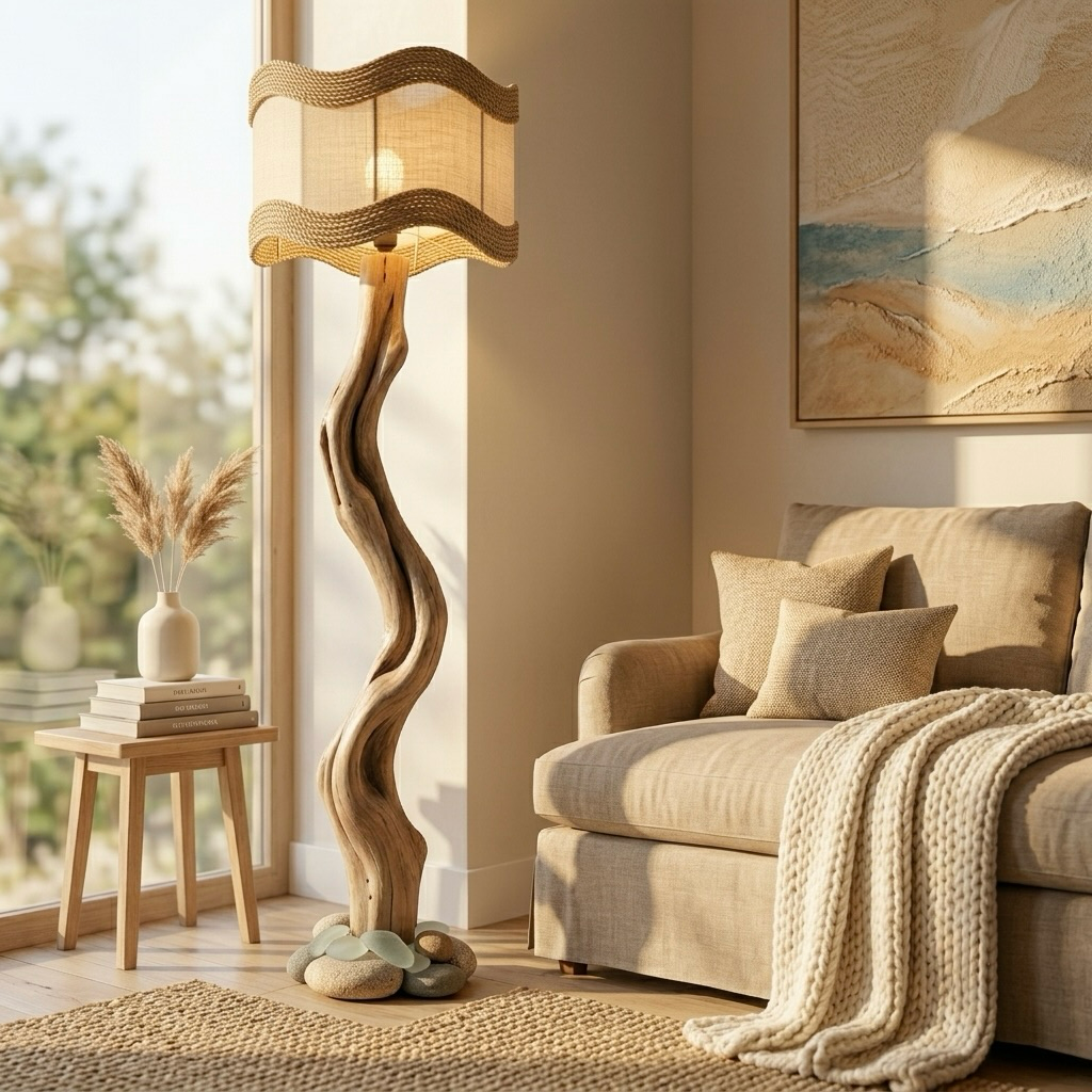 Organic Driftwood Sculptural Floor Lamp
