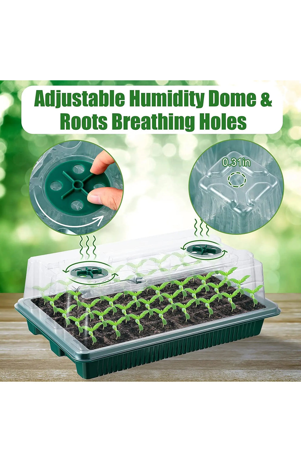 High Dome Seed Starter Trays with LED Grow Lights - 80 Cells