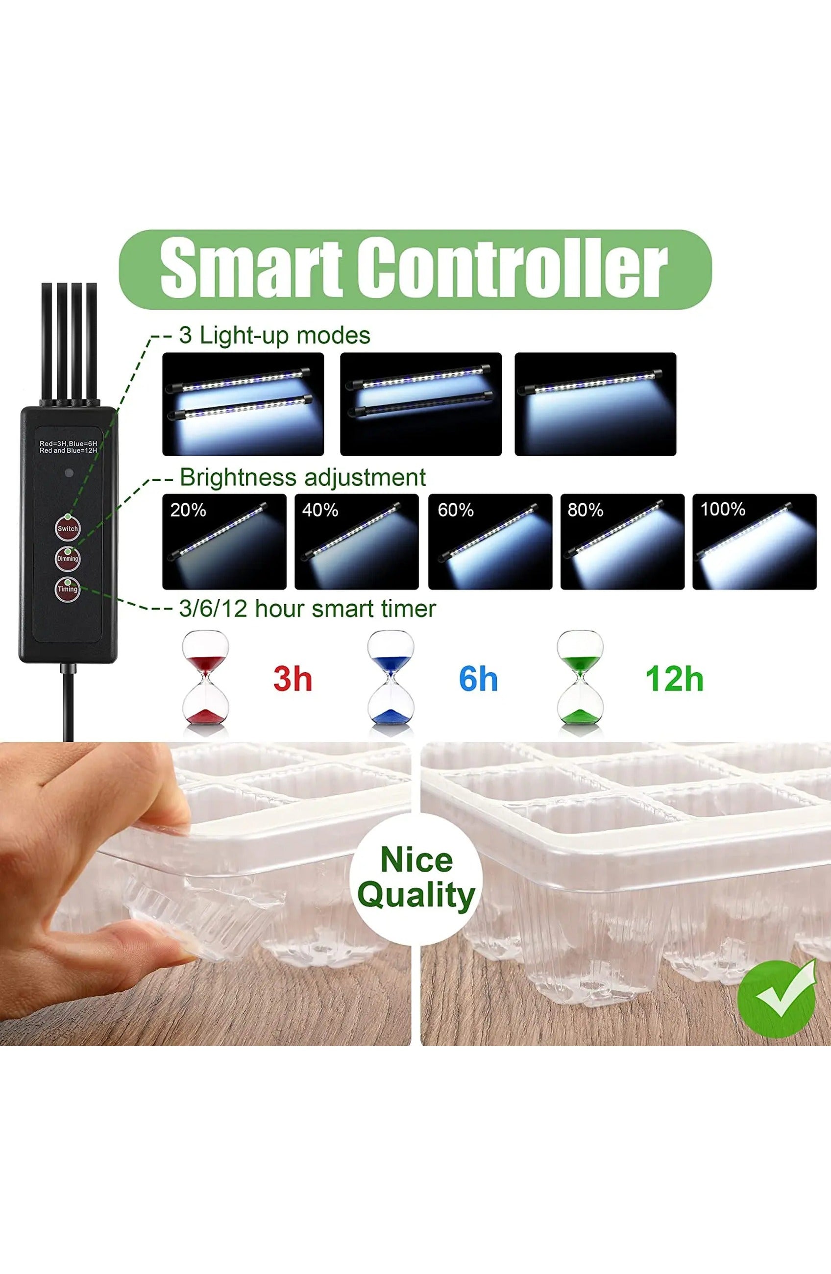 High Dome Seed Starter Trays with LED Grow Lights - 80 Cells