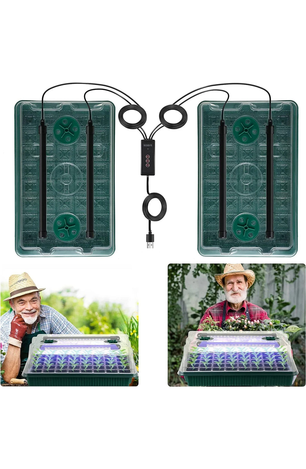 High Dome Seed Starter Trays with LED Grow Lights - 80 Cells